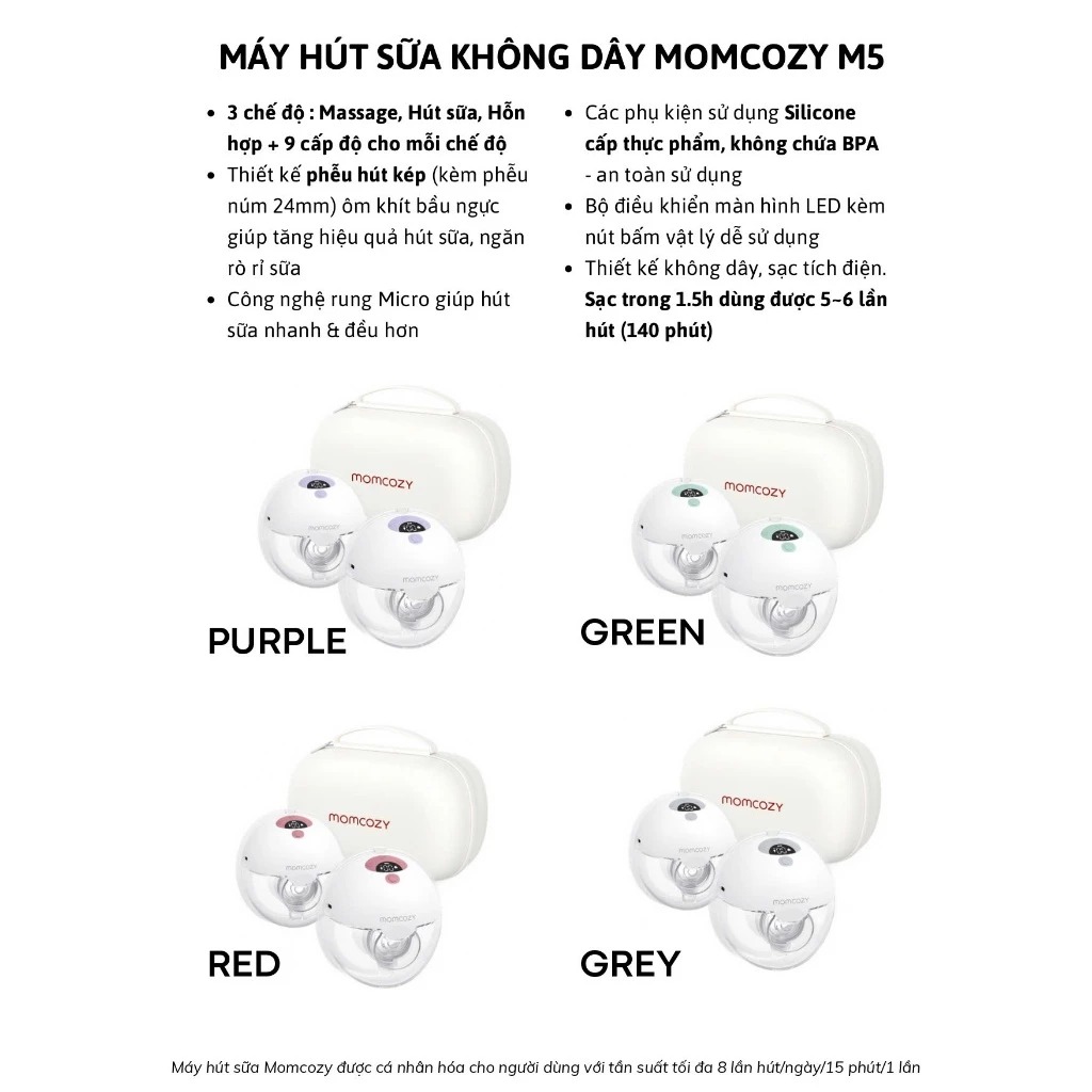 Máy hút sữa rảnh tay không dây Momcozy M5 - Ảnh 6