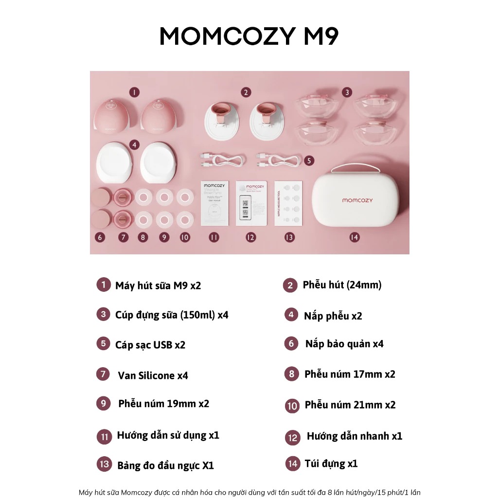 Máy hút sữa rảnh tay không dây Momcozy M9 - Ảnh 8