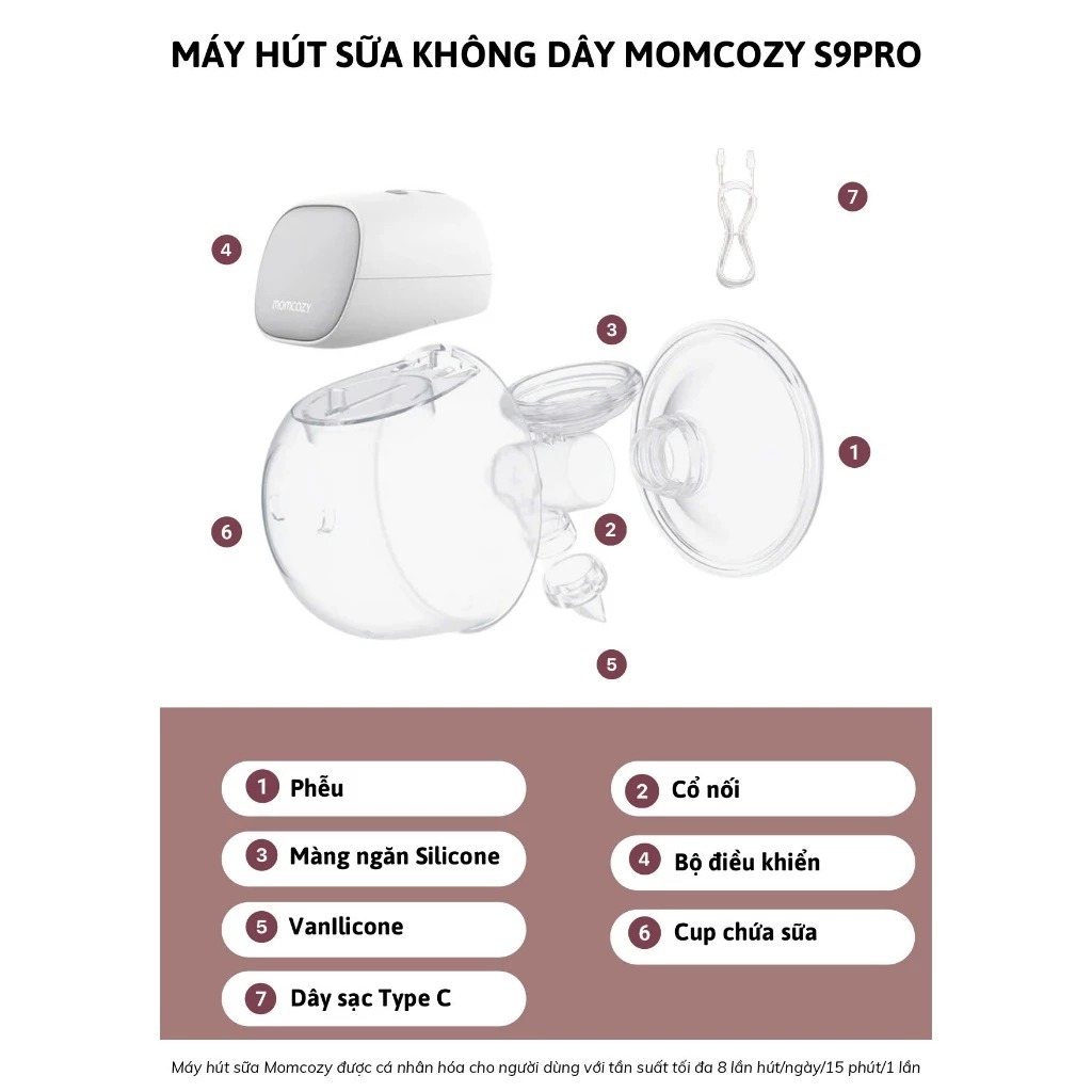 Máy hút sữa rảnh tay không dây Momcozy S9 Pro - Ảnh 12