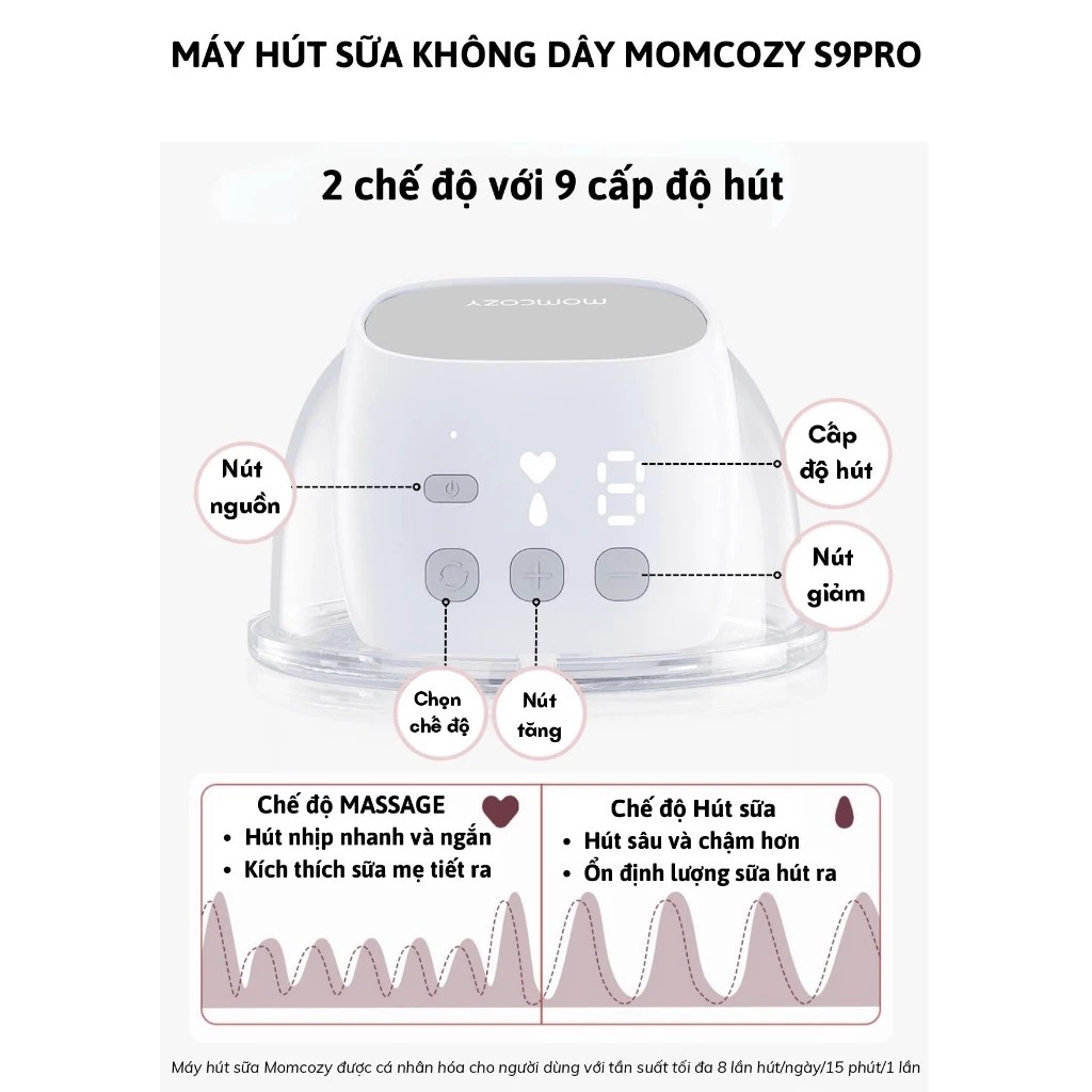 Máy hút sữa rảnh tay không dây Momcozy S9 Pro - Ảnh 13