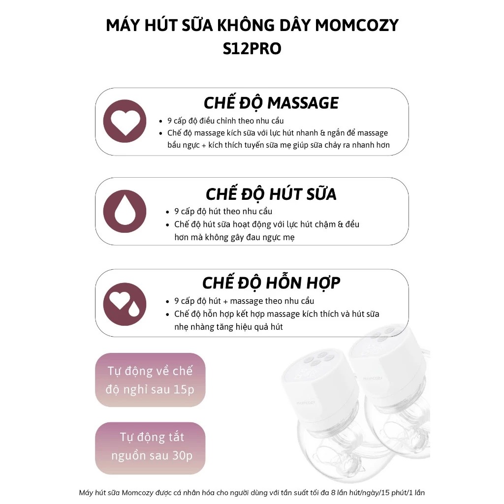 Máy hút sữa rảnh tay không dây Momcozy S12 Pro - Ảnh 5